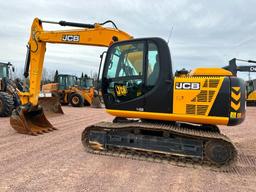 2017 JCB JS131LC excavator, cab w/AC, 20" track pads, 8'2" stick, pattern changer, 40" bucket, air