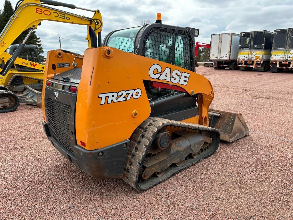 2016 Case TR270 track skid steer, cab w/AC, 12 1/2" rubber tracks, aux hyds, bucket, pilot controls,