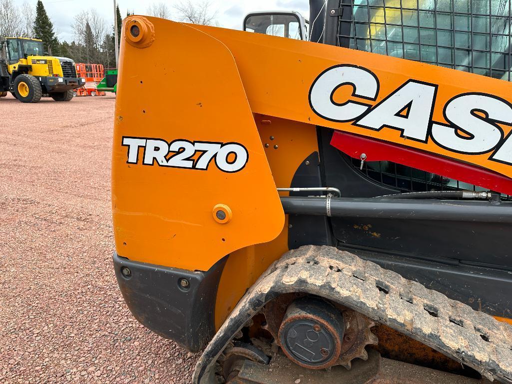 2016 Case TR270 track skid steer, cab w/AC, 12 1/2" rubber tracks, aux hyds, bucket, pilot controls,