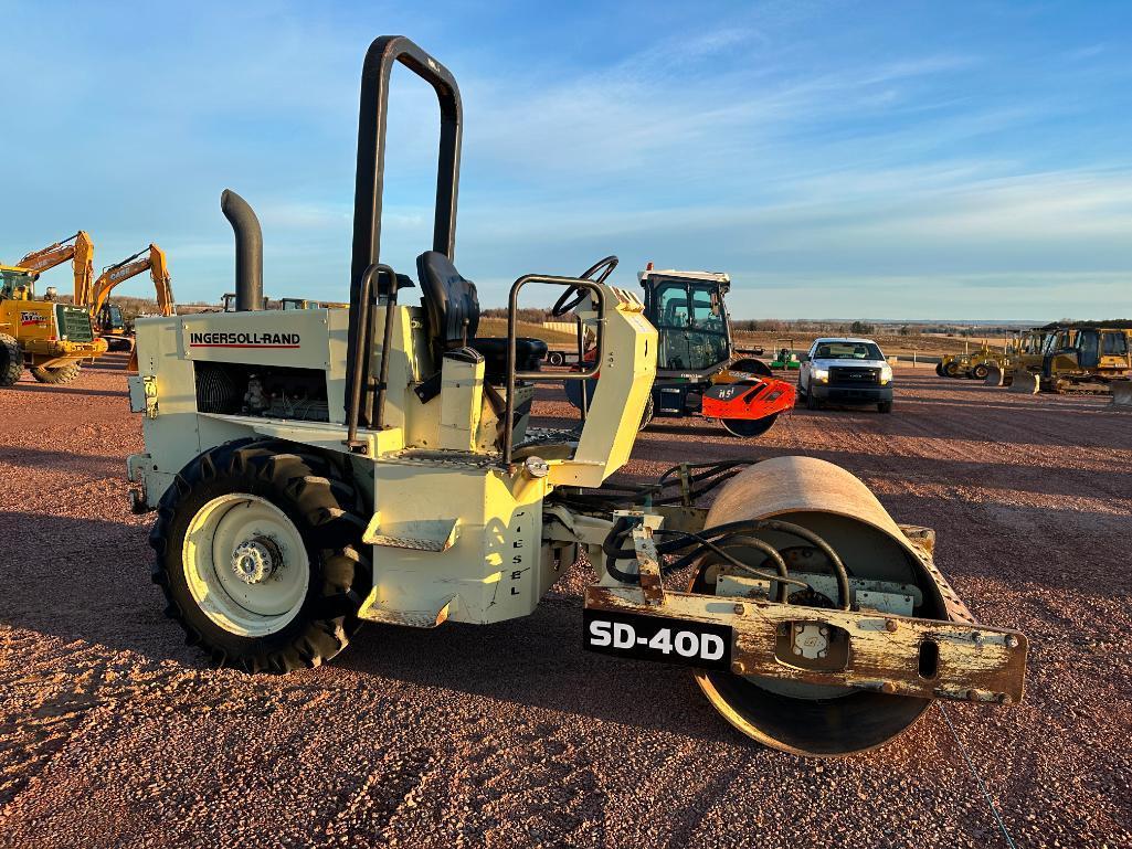 2001 Ingersoll Rand SD-40D smooth drum compactor, OROPS, 54" drum, John Deere diesel engine, 12.4x24