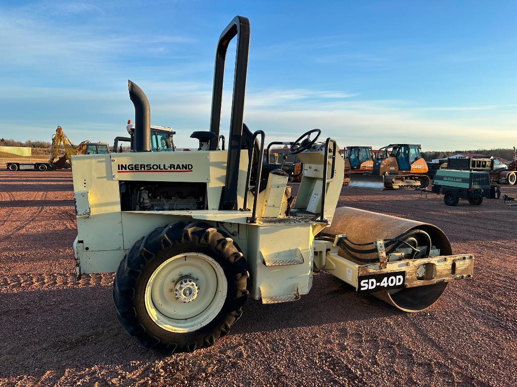 2001 Ingersoll Rand SD-40D smooth drum compactor, OROPS, 54" drum, John Deere diesel engine, 12.4x24