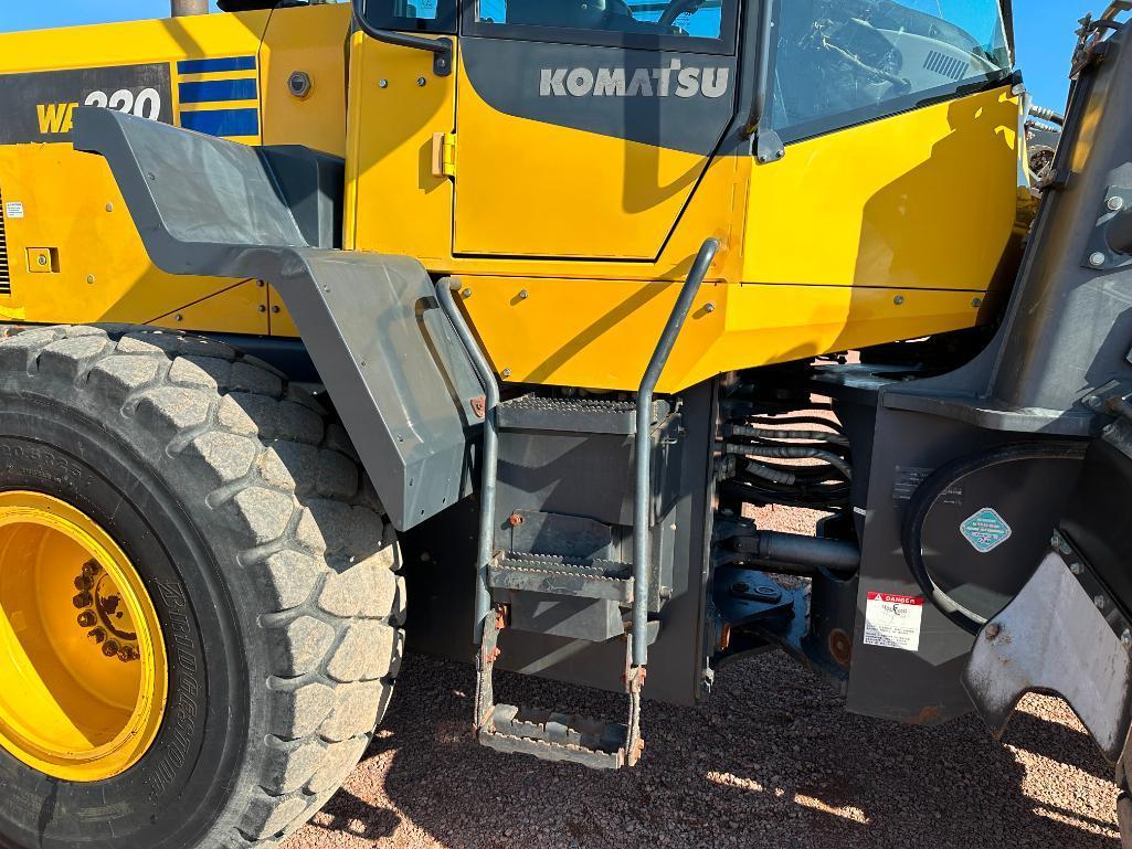 2014 Komatsu WA320-7 wheel loader, cab w/AC, 20.5x25 tires, hydro trans, 3rd valve, JRB quick