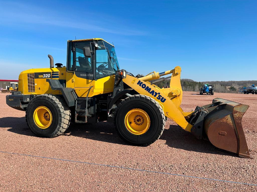 2014 Komatsu WA320-7 wheel loader, cab w/AC, 20.5x25 tires, hydro trans, 3rd valve, JRB quick