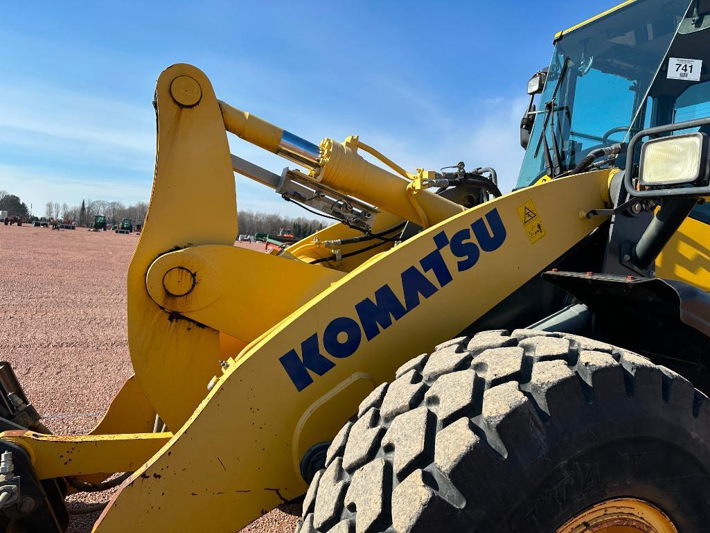 2014 Komatsu WA320-7 wheel loader, cab w/AC, 20.5x25 tires, hydro trans, 3rd valve, JRB quick