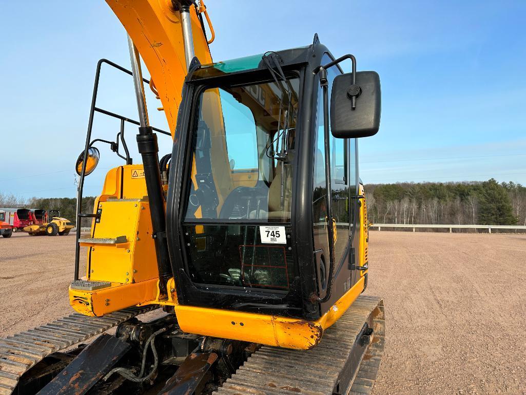 2019 JCB JZ141LC excavator, cab w/AC, 24" tracks, 9'10" stick, front blade, 48" quick coupler