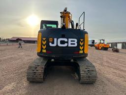 2019 JCB JZ141LC excavator, cab w/AC, 24" tracks, 9'10" stick, front blade, 48" quick coupler