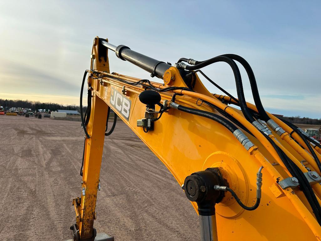 2019 JCB JZ141LC excavator, cab w/AC, 24" tracks, 9'10" stick, front blade, 48" quick coupler