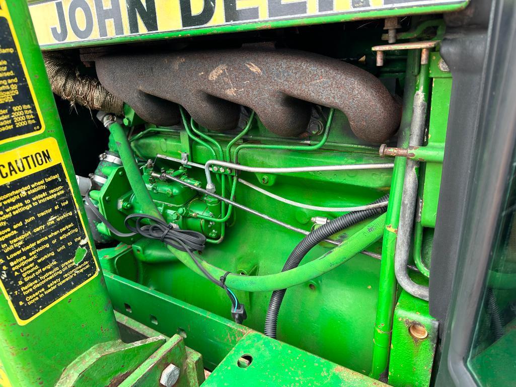 1983 John Deere 2550 tractor, CHA, John Deere 146 loader, 8-spd trans, 18.4x30 rear tires, 2-hyds,