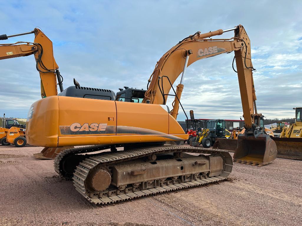 2008 Case CX350B excavator, cab w/AC, 32" track pads, 11'3" stick, 60" quick coupler bucket, Isuzu