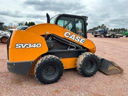 2019 Case SV340 skid steer, cab w/AC, high flow aux hyds, hyd quick coupler, 2-spd, pilot controls,