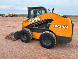 2019 Case SV340 skid steer, cab w/AC, high flow aux hyds, hyd quick coupler, 2-spd, pilot controls,