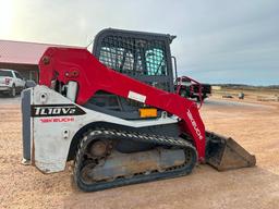 2017 Takeuchi TL10V2 track skid steer, cab w/AC, 15" rubber tracks, aux hyds, 2-spd, hyd quick