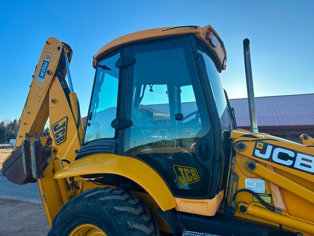 JCB 3CX tractor loader backhoe, cab w/AC, 4x4, ext hoe, shuttle trans, 2-stick control, quick