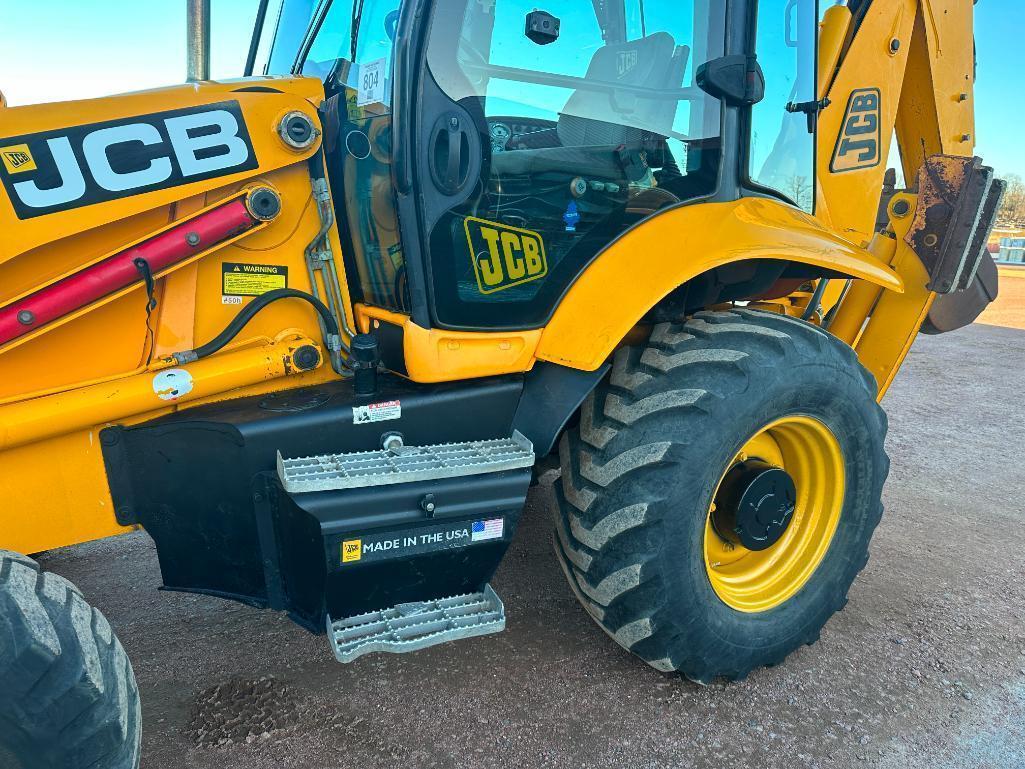 JCB 3CX tractor loader backhoe, cab w/AC, 4x4, ext hoe, shuttle trans, 2-stick control, quick