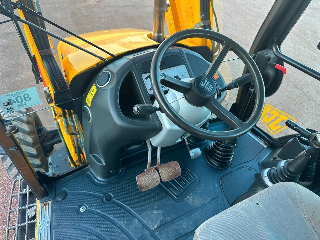 JCB 3CX tractor loader backhoe, cab w/AC, 4x4, ext hoe, shuttle trans, 2-stick control, quick