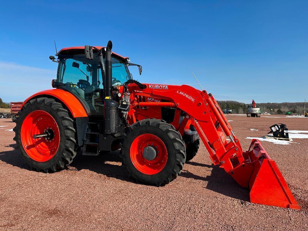 2019 Kubota M7-152 tractor, CHA, MFD, Kubota LM2605 loader, 480/70R46 rear tires, powershift trans,