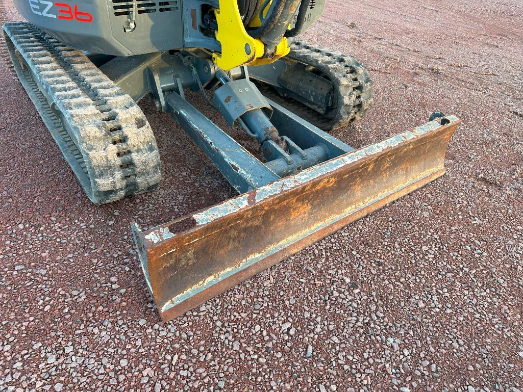 2018 Wacker Neuson EZ36 excavator, OROPS, 12" rubber tracks, 5'4" stick, 24" bucket, pattern