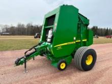 2014 John Deere 469 round baler, 4'x6' bale, Mega Wide Plus pickup, net wrap, bale kicker,