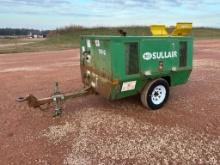 Sullair 185 DPQ-JD portable air compressor, John Deere diesel engine, 185 CFM, pintle hitch, jack