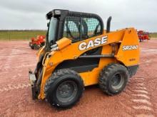 2017 Case SR240 skid steer, cab w/AC, high flow aux hyds, 2-spd, hyd quick coupler, 12-16.5 tires,