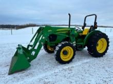 2005 John Deere 5325 tractor, open station, MFD, John Deere 542 loader, 16.9x30 rear tires, 2-hyds,