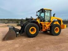 2018 JCB 457 ZX wheel loader, cab w/AC, 23.5x25 tires, 4-spd powershift trans, quick coupler 3 1/2