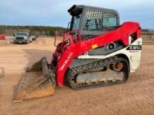 2017 Takeuchi TL10V2 track skid steer, cab w/AC, 15" rubber tracks, aux hyds, 2-spd, hyd quick