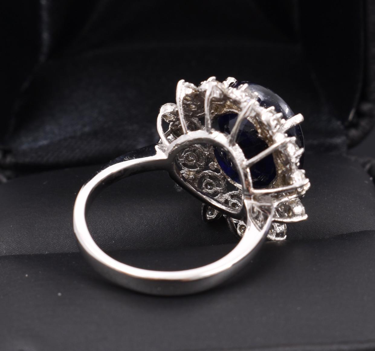 7.5ct Sapphire + Diamond Ring