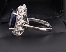 7.5ct Sapphire + Diamond Ring