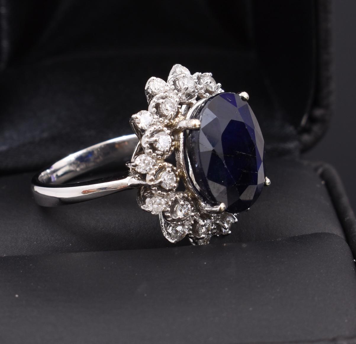 7.5ct Sapphire + Diamond Ring