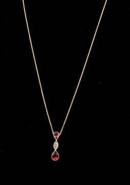 Pear And Marquise Pink Sapphire Diamond Necklace