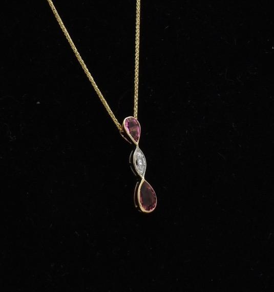 Pear And Marquise Pink Sapphire Diamond Necklace