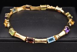 Multi-gem Gold Bracelet