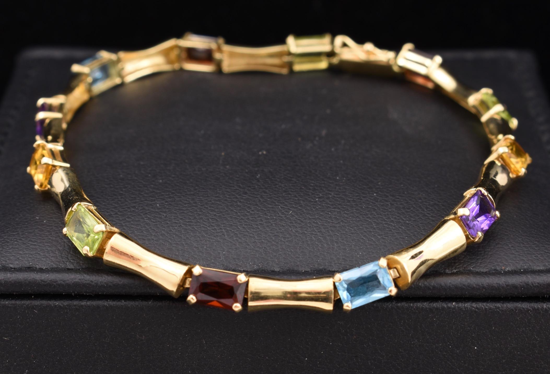 Multi-gem Gold Bracelet