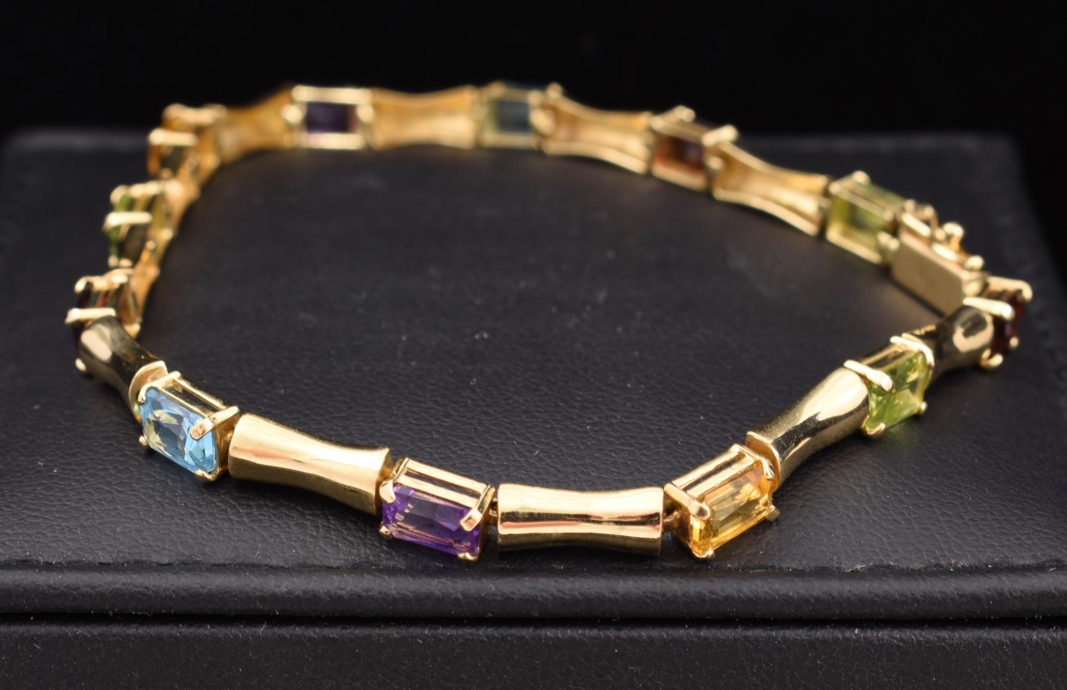 Multi-gem Gold Bracelet