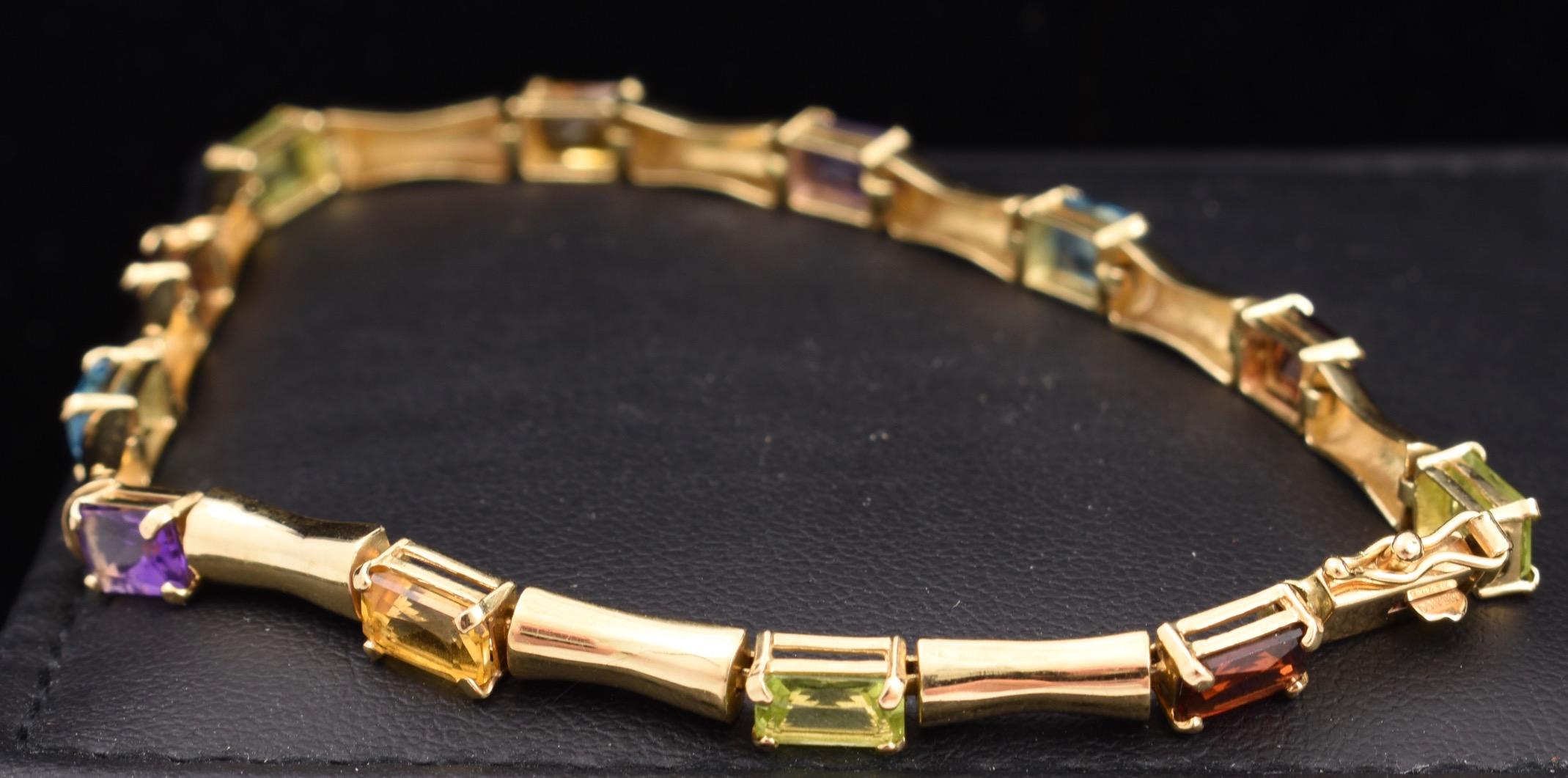 Multi-gem Gold Bracelet