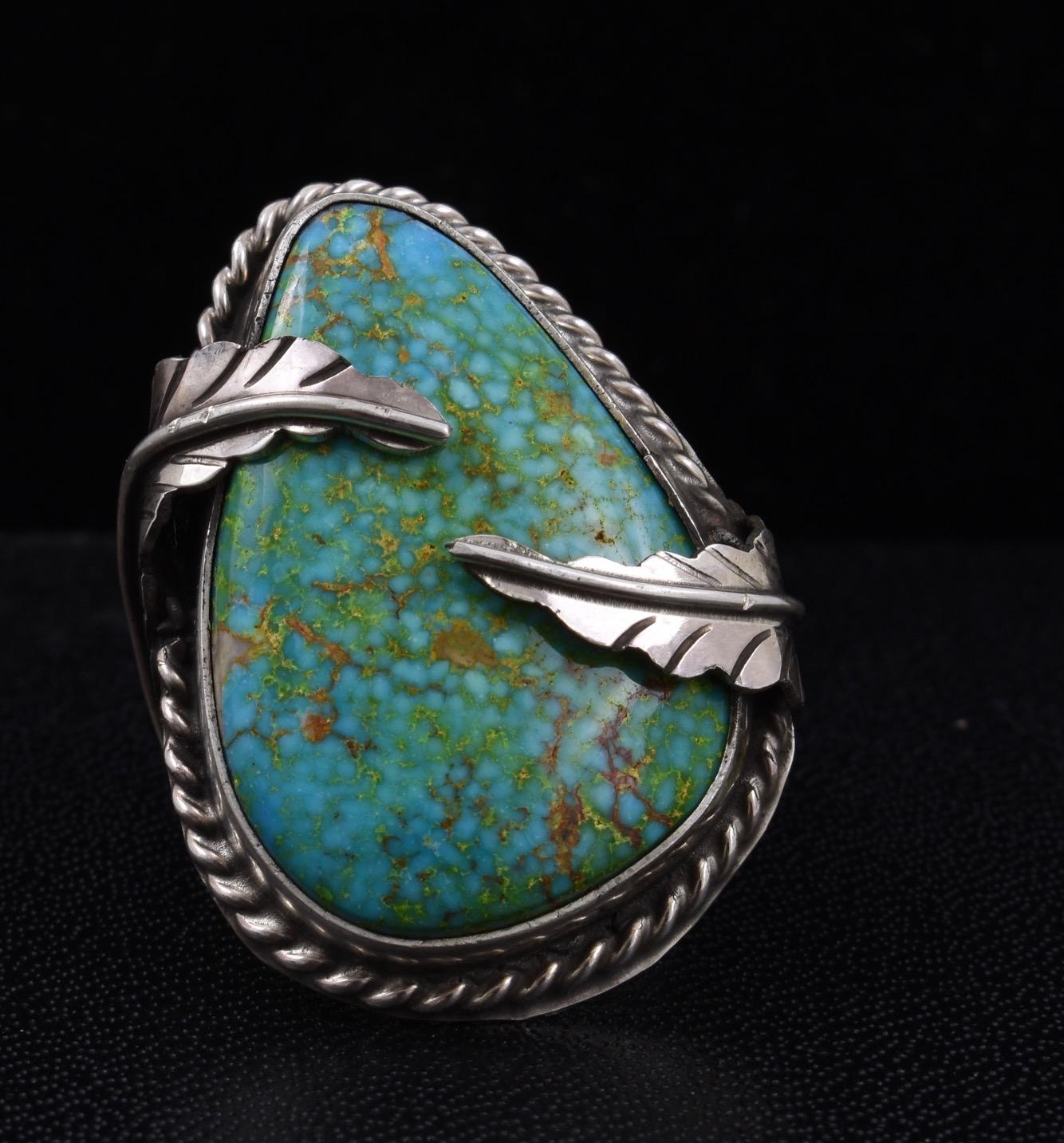 Native American Sterling Silver And Kingman Turquoise Ring