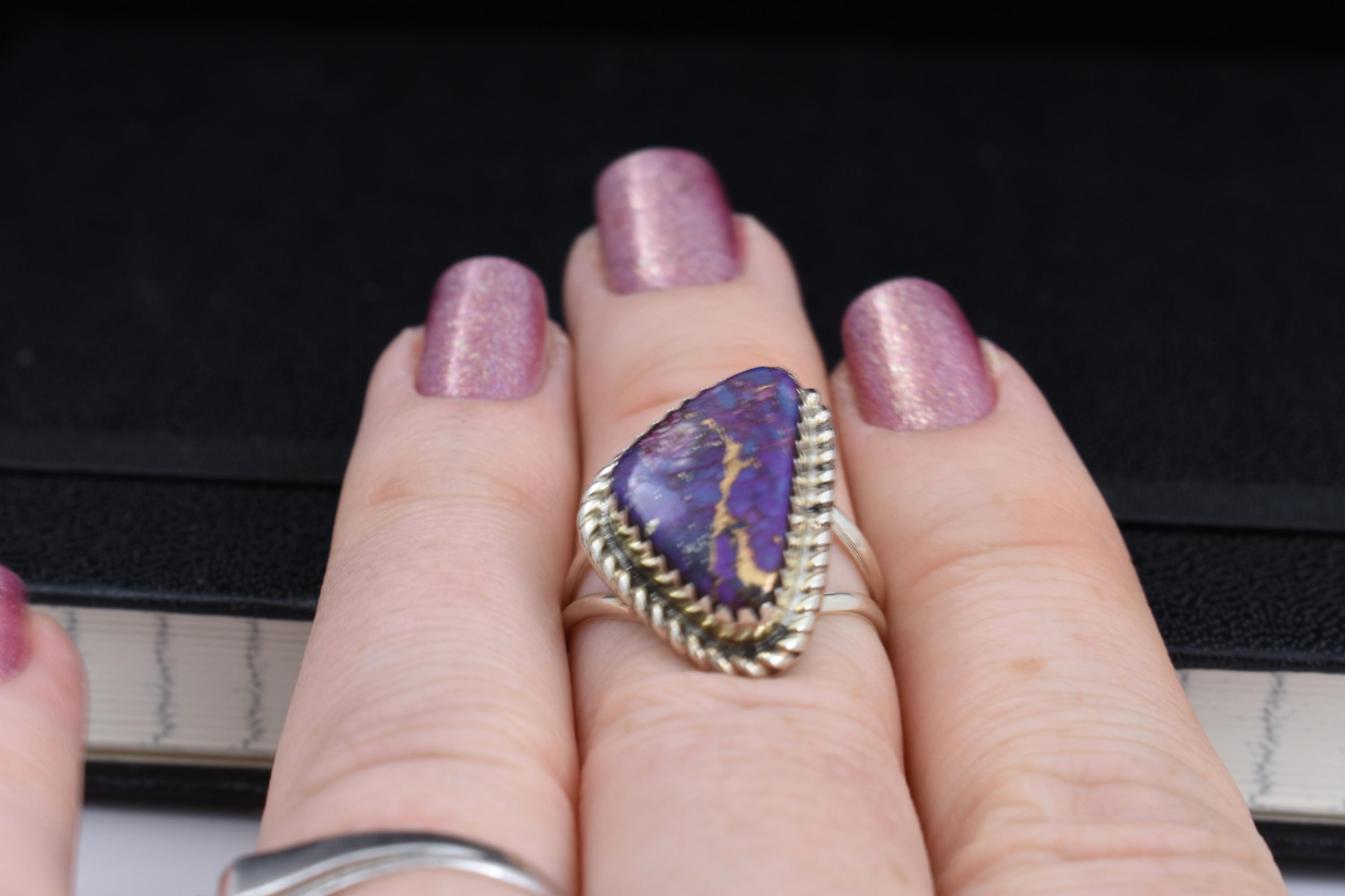 Signed Sterling Silver And Mohave Purple Turquoise Ring