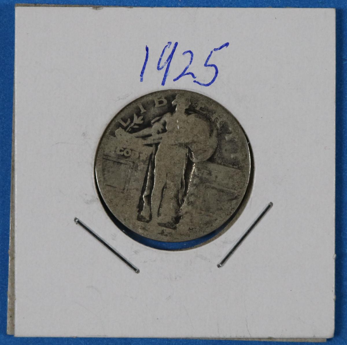 1925 Standing Liberty Silver Quarter Dollar Coin