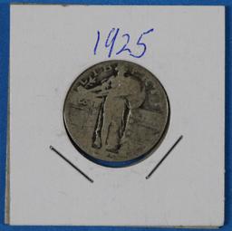 1925 Standing Liberty Silver Quarter Dollar Coin