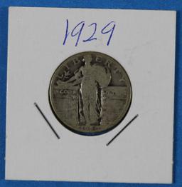 1929 Standing Liberty Silver Quarter Dollar Coin