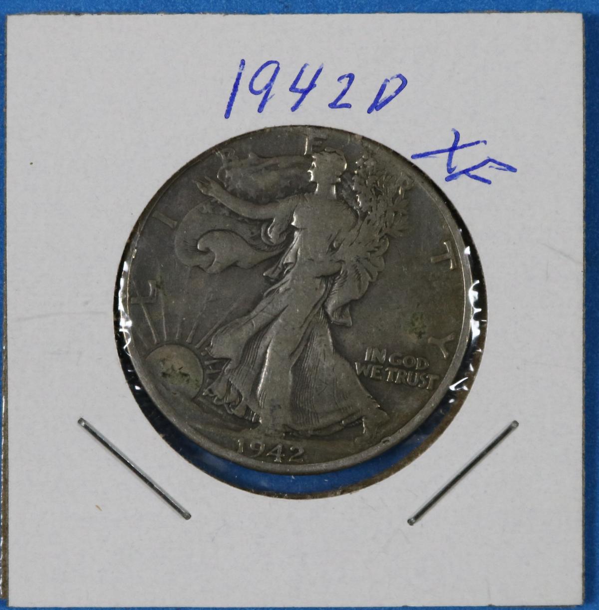1942-D Walking Liberty Half Dollar Silver Coin