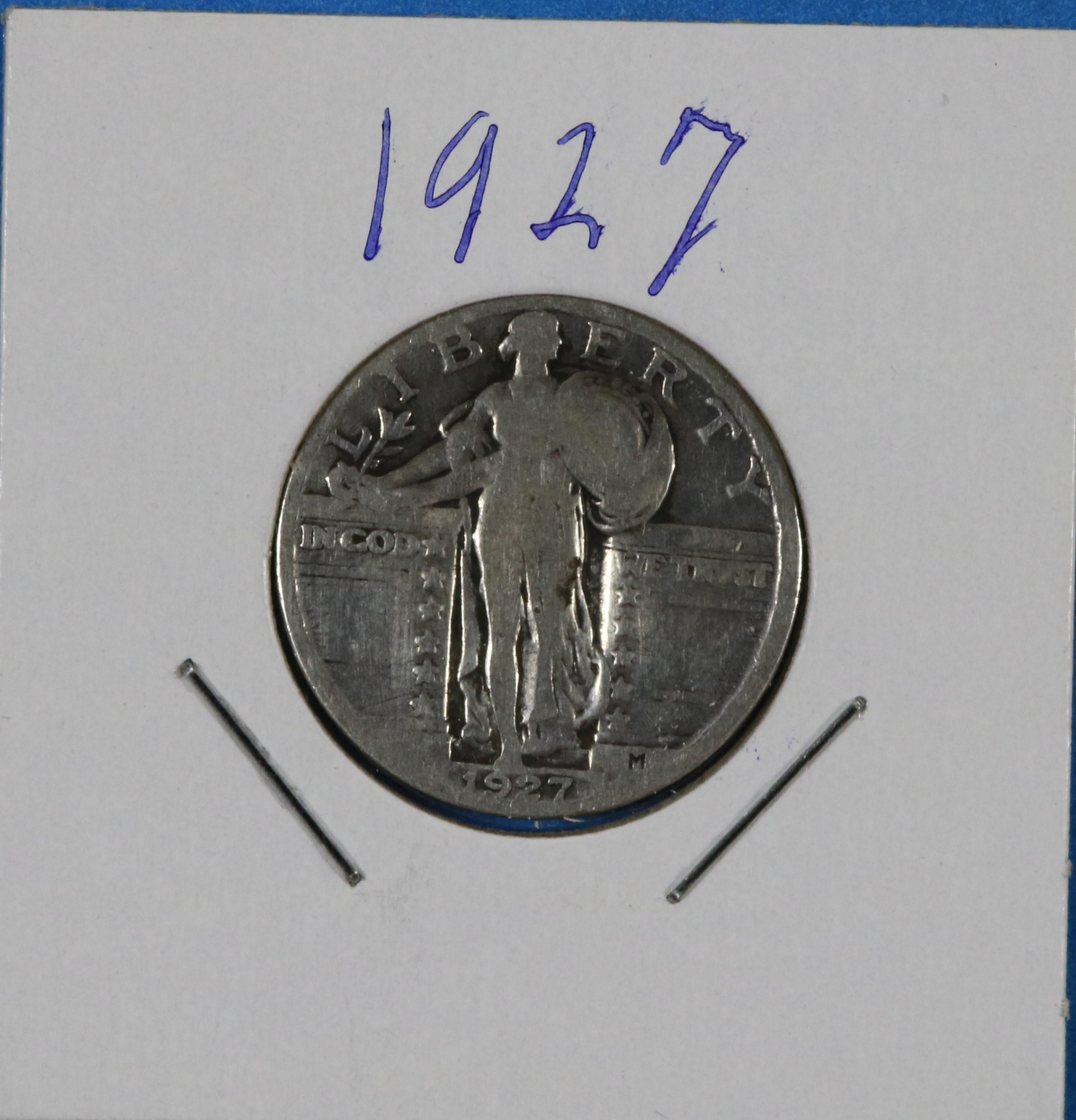 1927 Standing Liberty Silver Quarter Dollar Coin