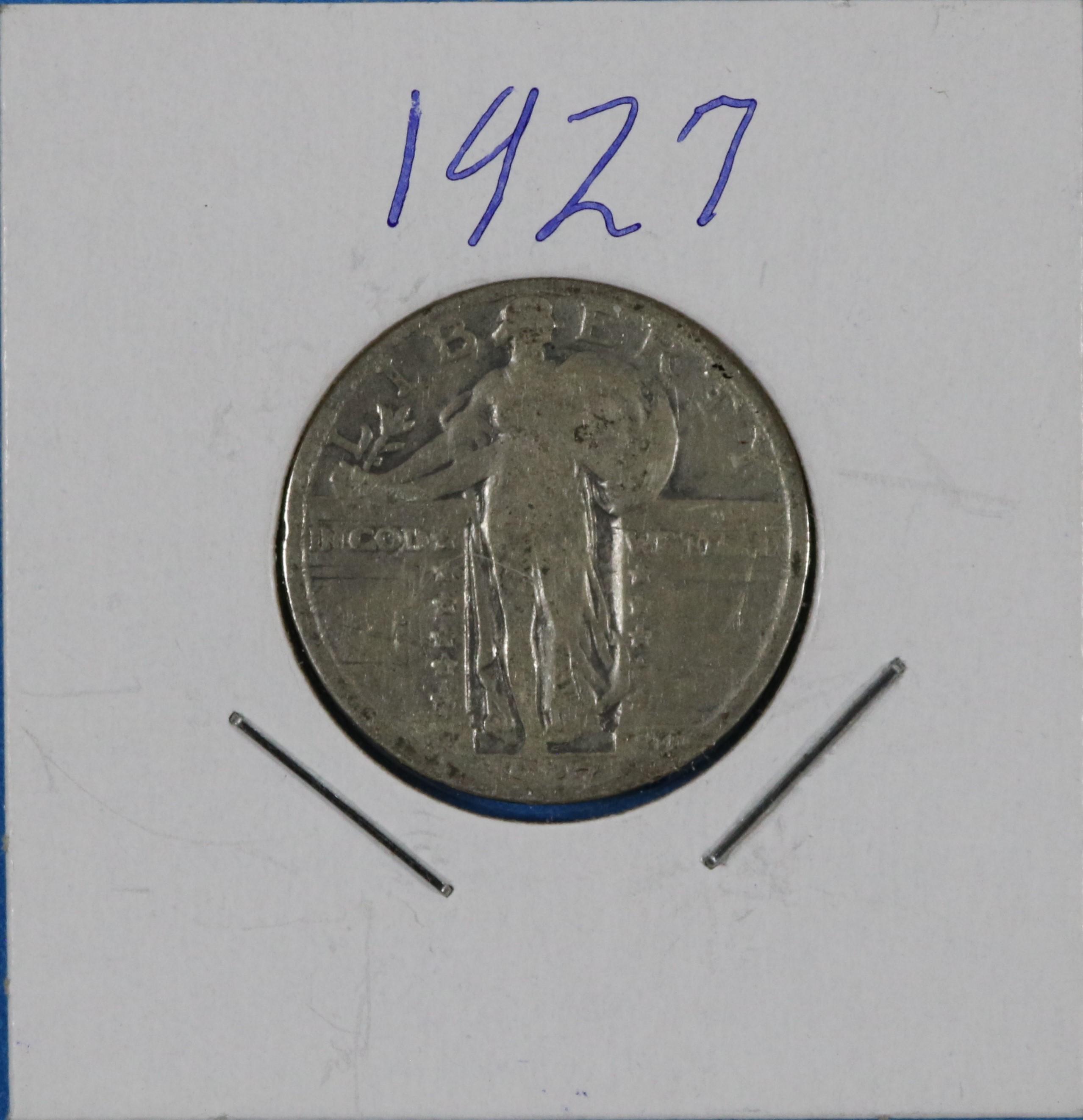 1927 Standing Liberty Silver Quarter Dollar Coin