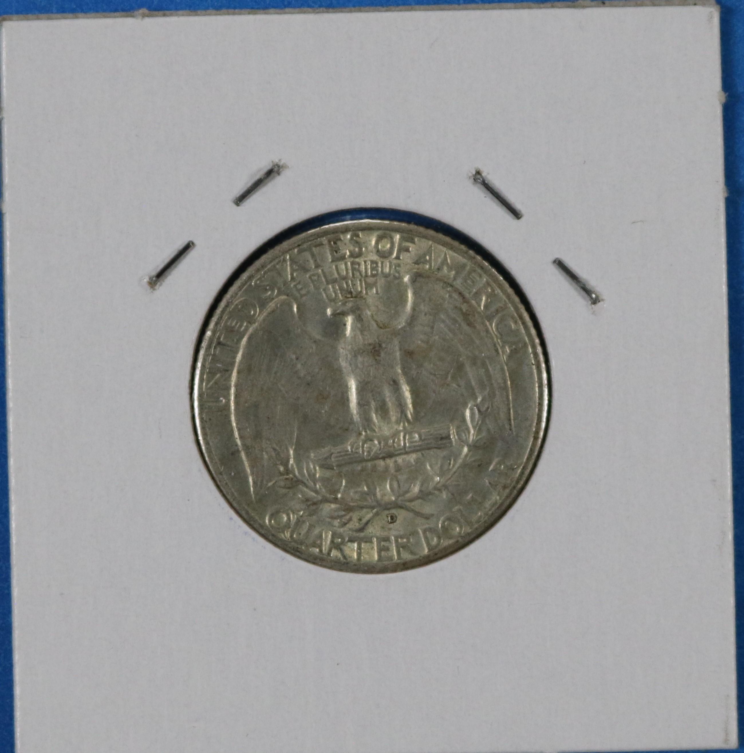 1941-D Washington Silver Quarter Dollar Coin