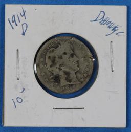 1914 D Barber Silver Quarter