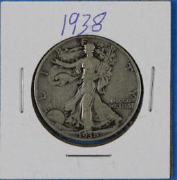 1938 Walking Liberty Silver Half Dollar Coin