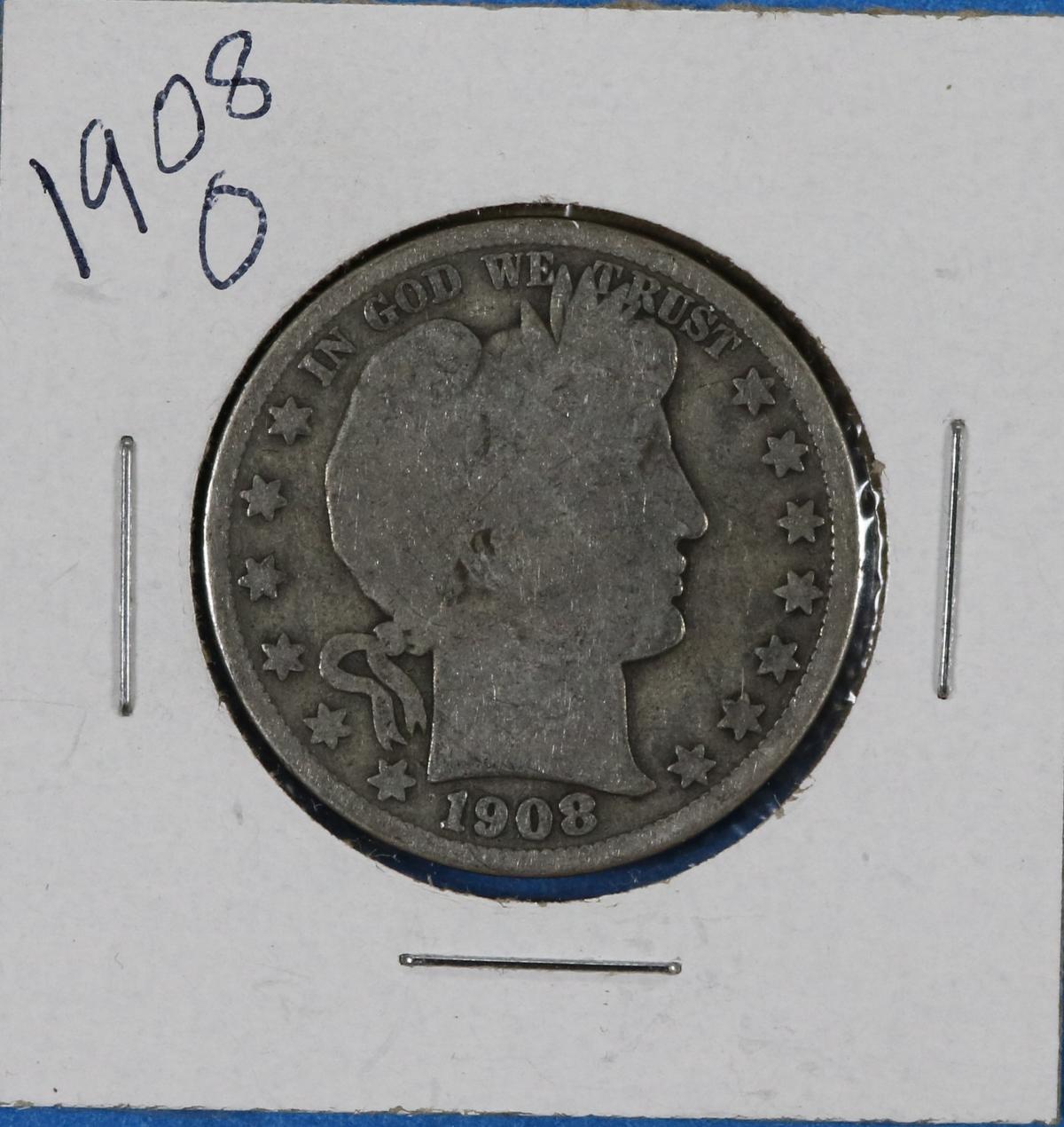 1908-O Barber Half Dollar Silver Coin