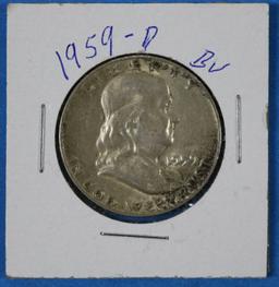 1959 D Franklin Half Silver Dollar