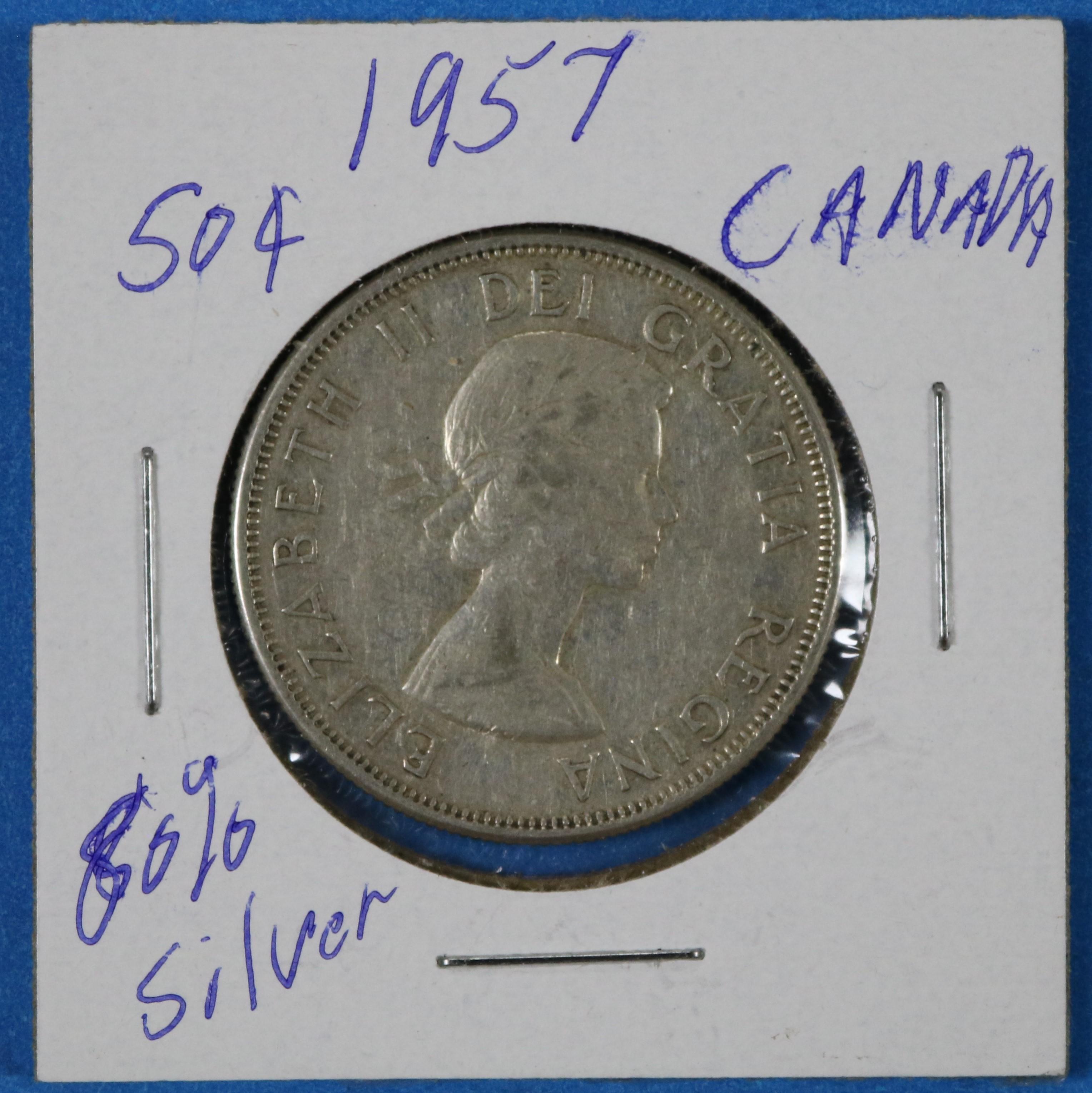1957 Canadian Silver 50 Cents Coin